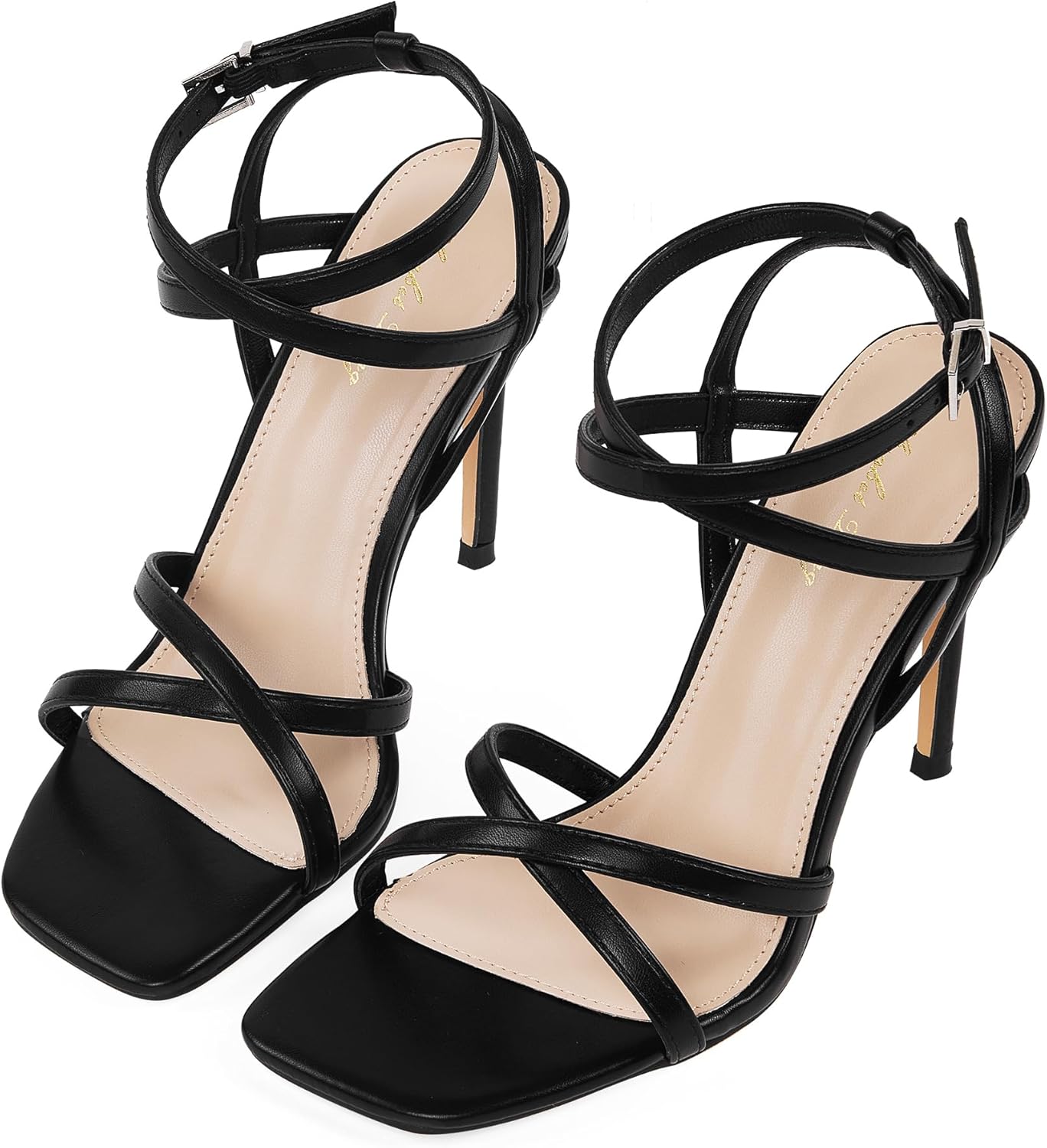 Elisabet Tang Women's Open Toe Heeled Sandals Square Toe Shoes Stiletto Heels Stiletto Heels Dress Shoes For Women Strappy Sandals - Image 4