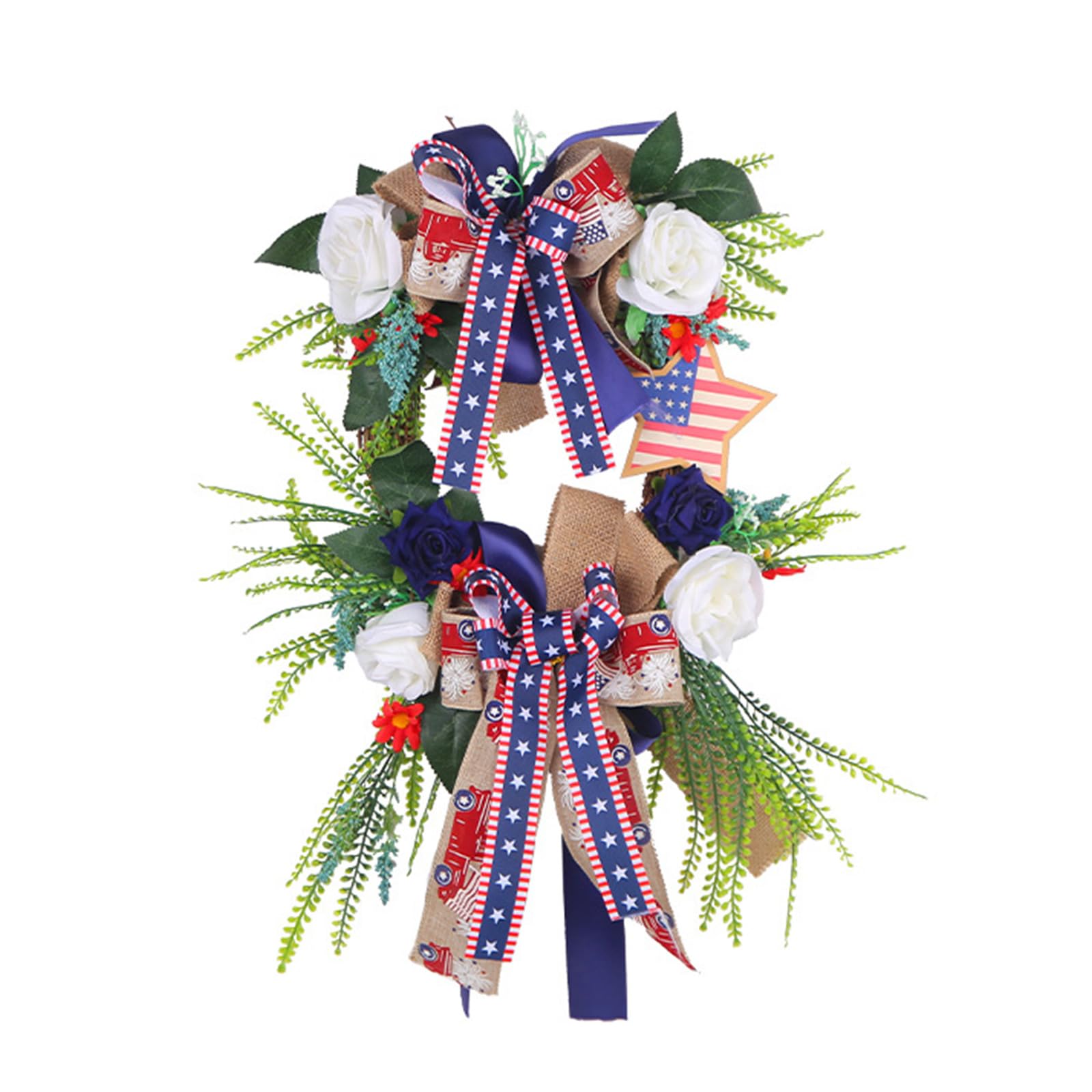 Kalttoy Independence Day Tulips Hanger Wreath Artificial Simulations Flower Wreath Door Hangings Farmhouses Cottage Artificial Flower