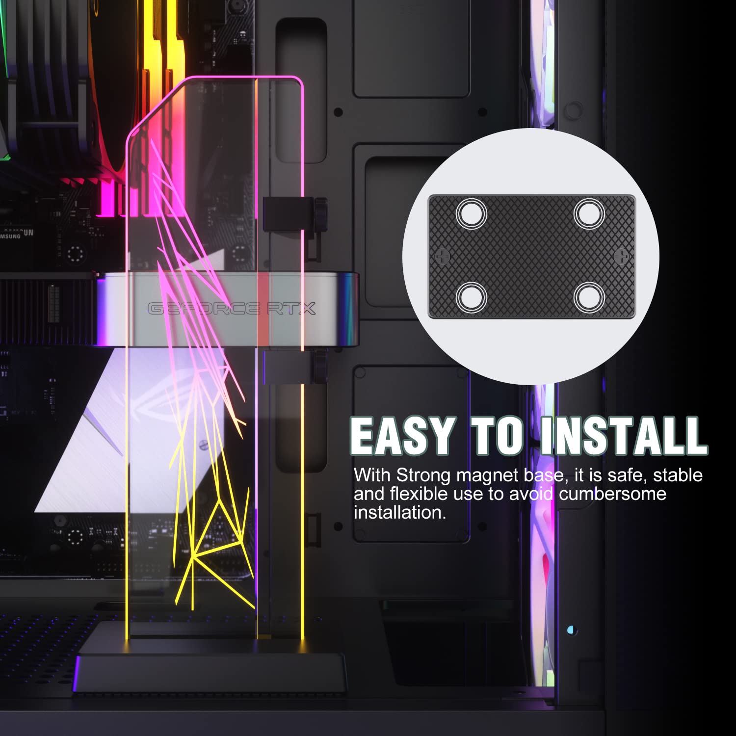 Snapklik.com : V2 ARGB 3-Pin GPU Support Bracket, Edge-Lit Tempered ...