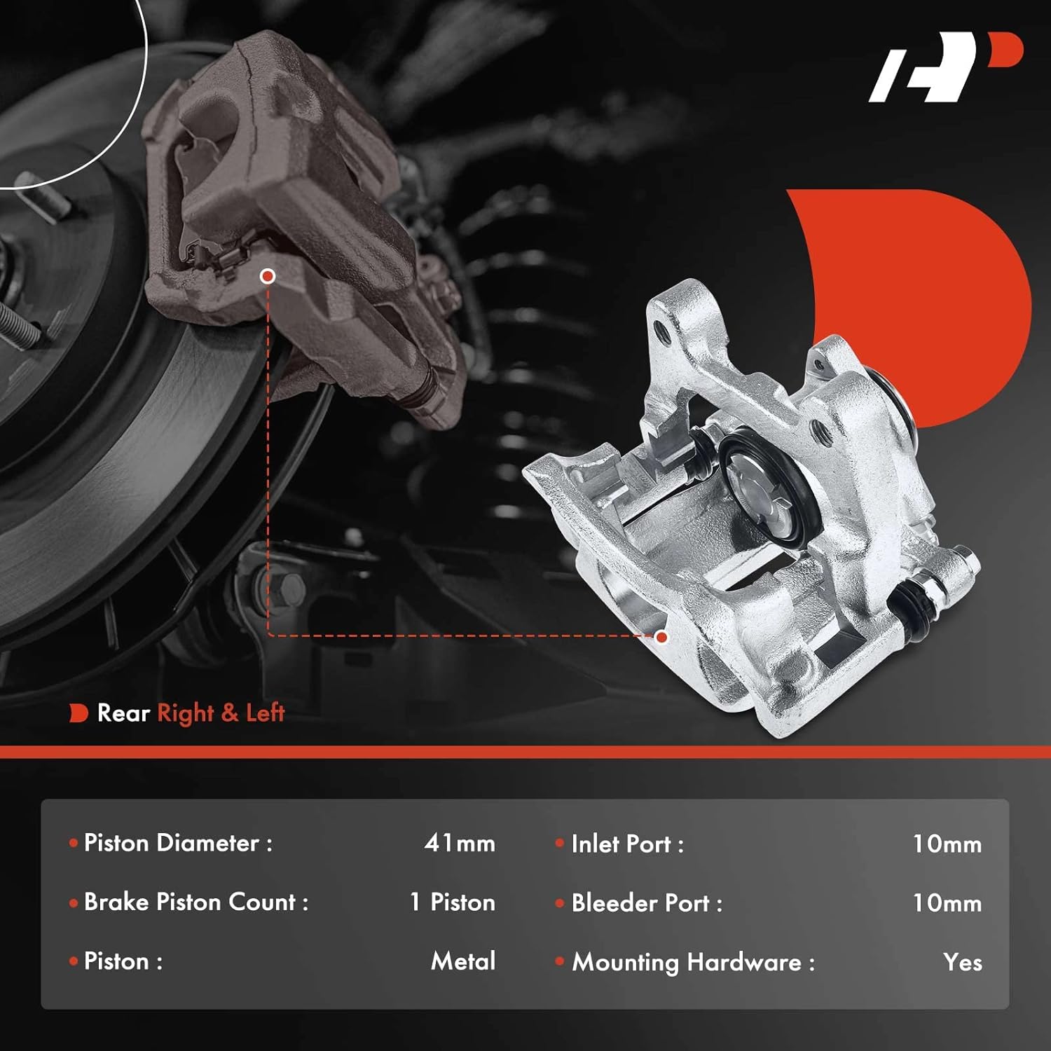 A-Premium Disc Brake Caliper Assembly with Bracket Compatible with Select Volkswagen Models - For Tiguan 2009-2010 L4 2.0L - Rear Driver and Passenger Side