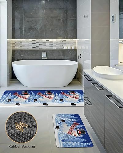 Miniatura 5 de Tapete de baño de muñeco de nieve azul para bañera, antideslizante, de secado rápido y absorbente, de tierra de diatomeas para fregadero de cocina,
