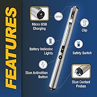 Vista 6 de Streetwise Pain Pen 25,000,000 voltios Pistola paralizante para autoprotección - Lápiz táctico paralizante para mujeres y hombres, recargable por