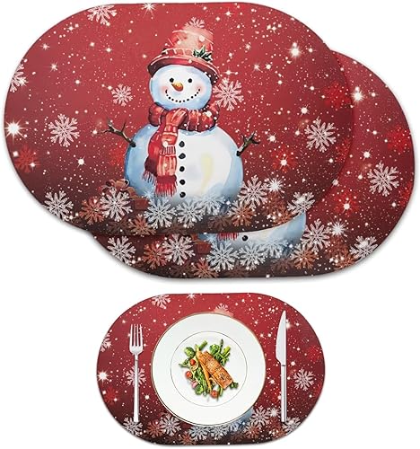 Miniatura 104 de Juego de 6 manteles individuales lavables para mesa de comedor, resistentes al calor, mesa de cocina, decoración del hogar, lavable, ovalada, de