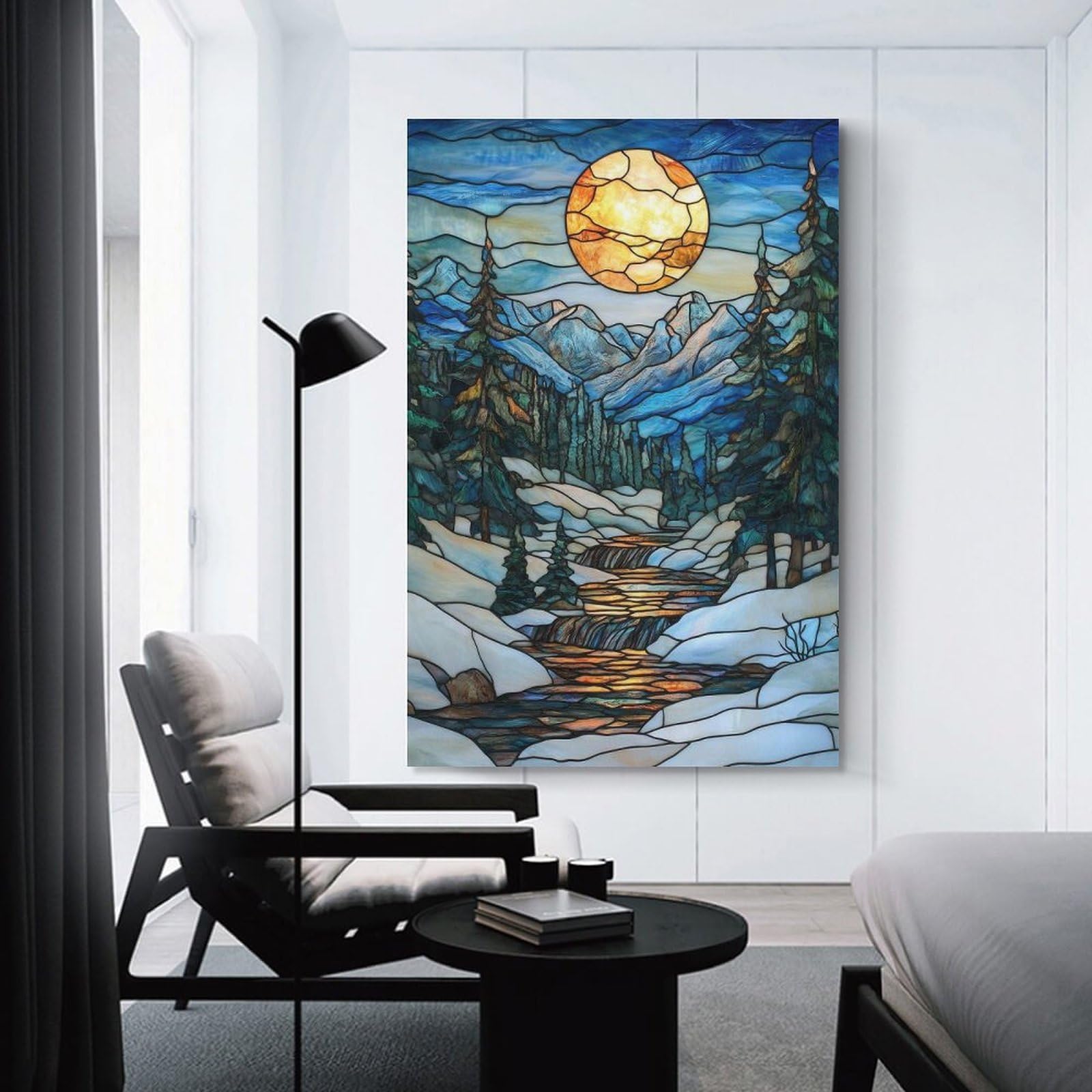 Junmoney Mountain Stream Wall Picture Print 20x30inch(50x75cm), for Lounge Decor, Offices Or Entryway Styling, A Flexible Wall Accent for Shared Spaces