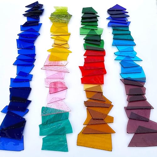 Miniatura 8 de LITMIND Piezas de vidrieras iridiscentes de 2.2 libras, piezas de vidrio de mosaico irregulares y restos de vitrales rotos para manualidades en