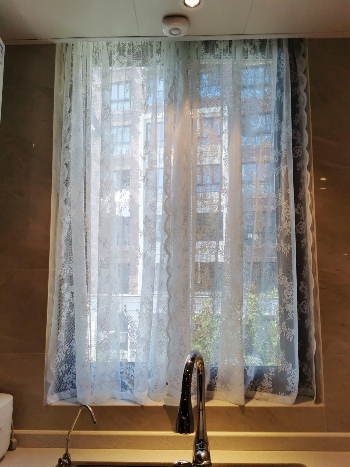 A.Monamour Cortina Cocina Ventana Puerta Corta Pequeña Cuadros Algodón Lino  Rural Opaco Rojo Cereza Bolsillo, image size:1200x1600