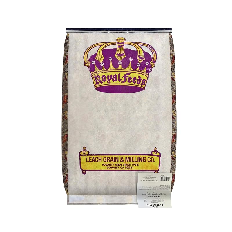 Alimento para papagaios LEACH GRAIN & MILLING CO. com sementes, castanhas e frutas secas, 22,7 kg