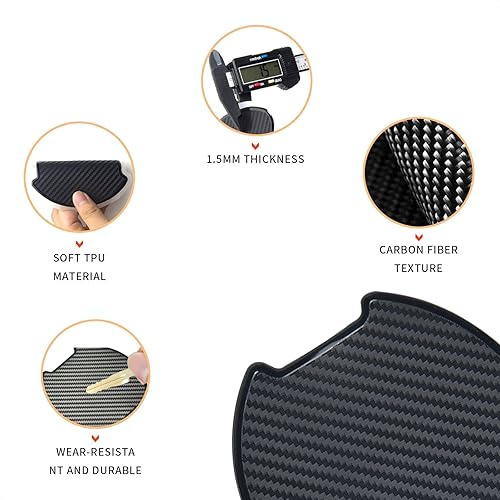 Miniatura 4 de Tangsen - 4 piezas, universal TPU 3D textura de fibra de carbono, pad protector que personaliza la manija de la puerta del coche.