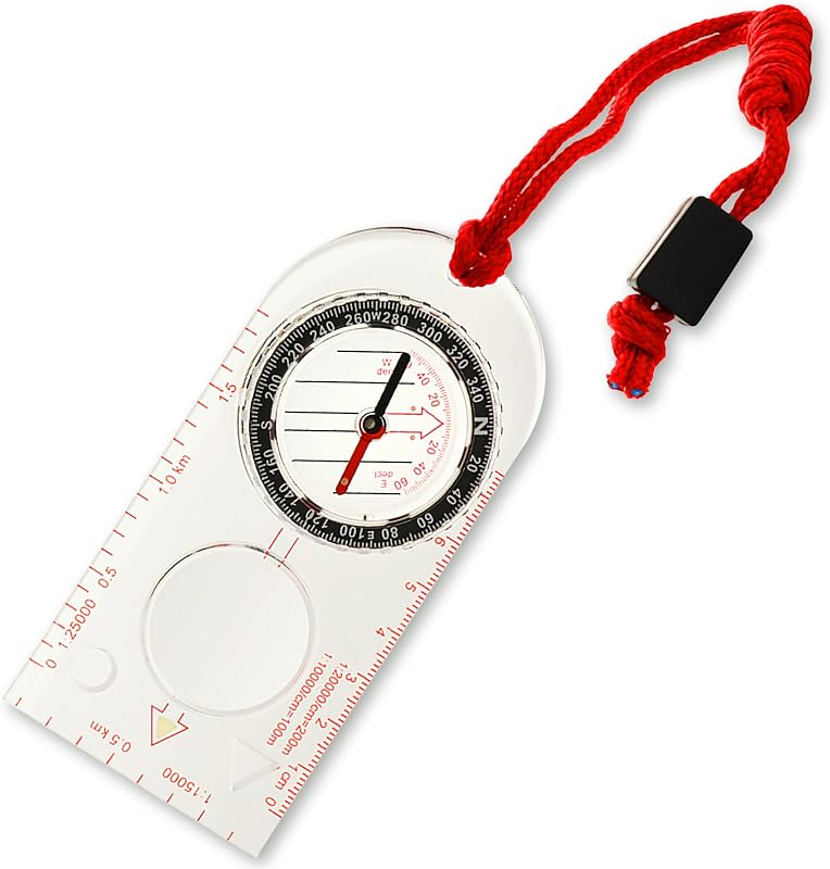 M‑Tac Liquid Filled Baseplate Compass – Glow‑in‑Dark Orienteering/Map‑Reading Compass for Hiking, Survival, Camping, Hunting, Navigation
