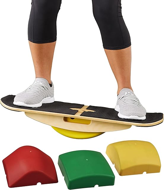 Blue Planet Balance Surfer Bamboo Wooden Balance Board Trainer for Office, Gym & Home | Great for Standing Desks, Surfing, SUP, Yoga, Physical Therapy, Exercise!