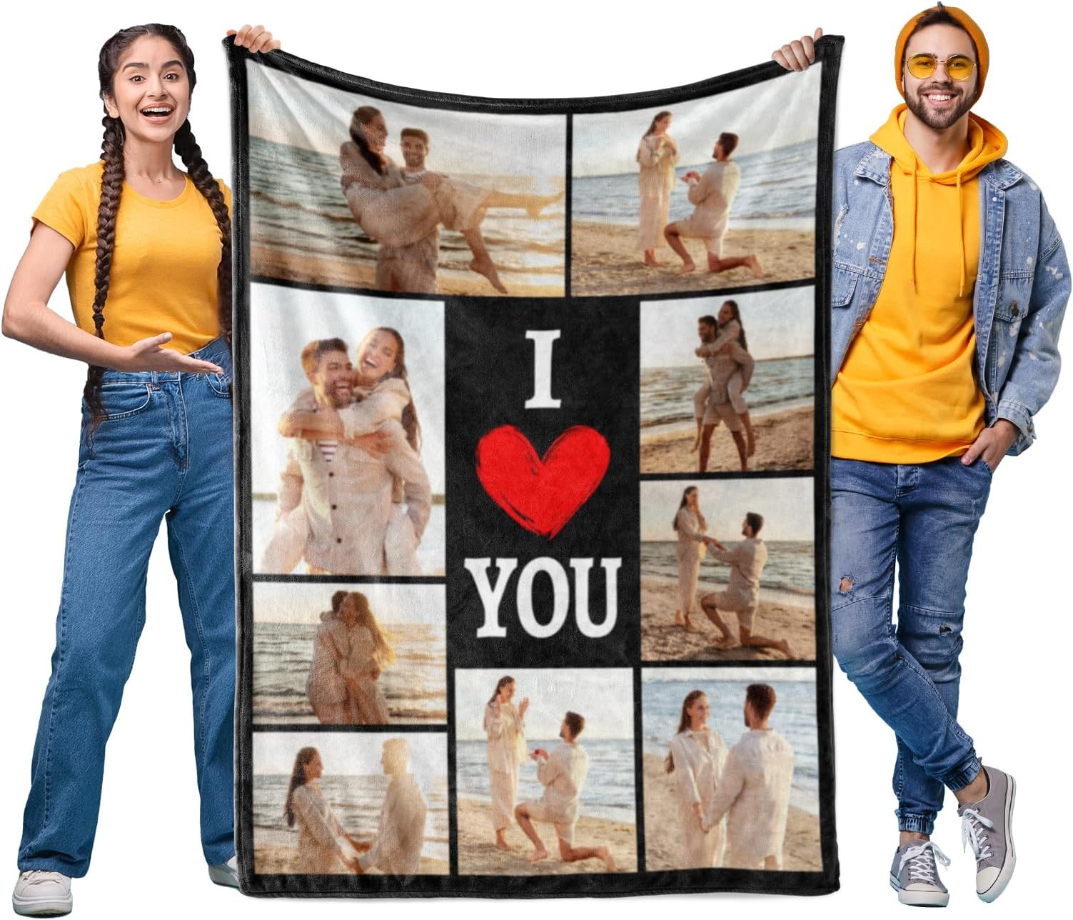 Custom Blanket with Picture Text Customized Blanket Personalized Blanket, Customizable Photo Blankets, Customize Valentines Day Gifts for Mom Dad Couple Girlfriend Boyfriend Wife Husband