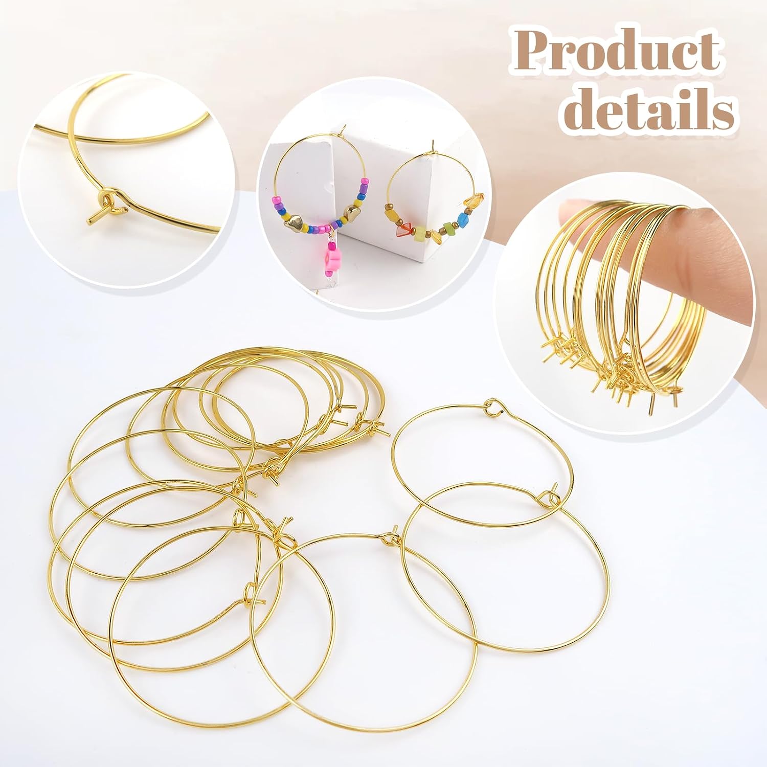 TOAOB 100pcs Wine Glass Charming Rings 30mm Gold Open Earring Beading Hoop Favor