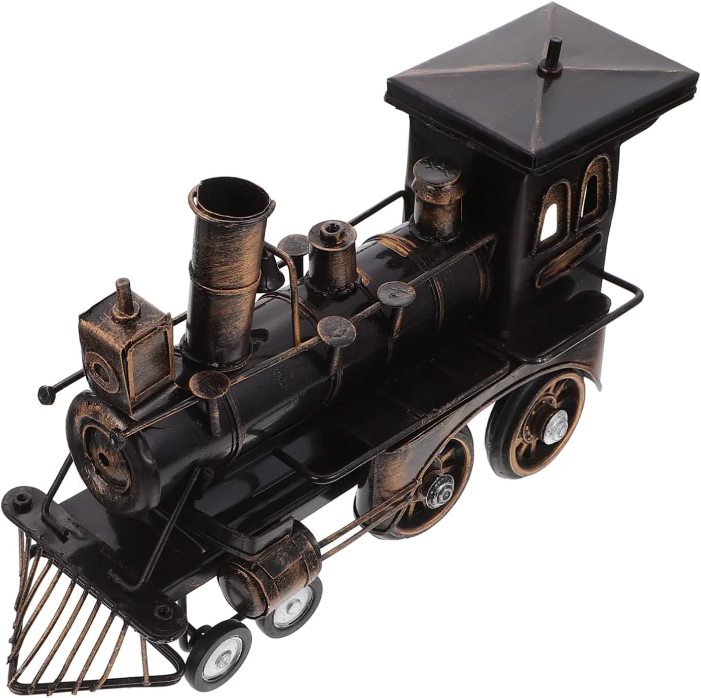 Alloy Steam Locomotive Model Handmade Vintage Train Sculpture for Home Desk Decor Photography Prop Unique