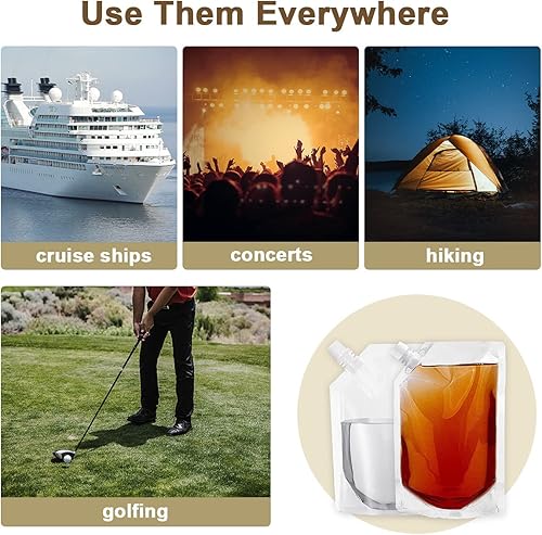 Miniatura 6 de Kit de frascos de bebidas para cruceros, bolsas de plástico reutilizables ocultables para licor, alcohol, ron para corredores, kit para cruceros,