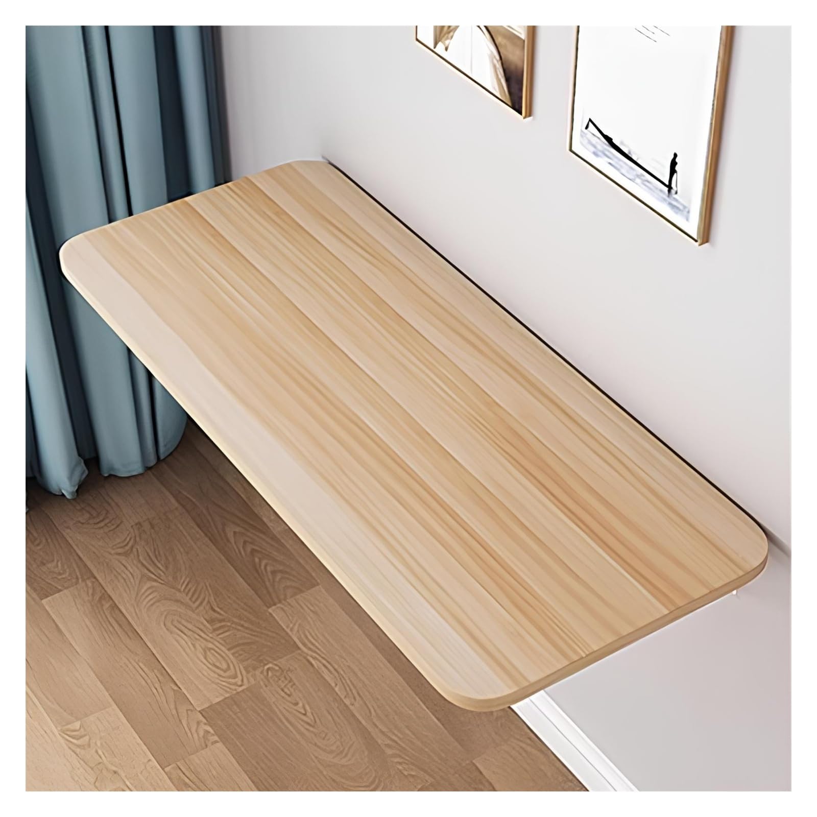 LWJSOCP Foldable Wall Table, Space-Saving Computer Desk, Versatile Wall-Mounted Shelf, Easy to Install Dining Table for Kitchen, Light Walnut Finish.