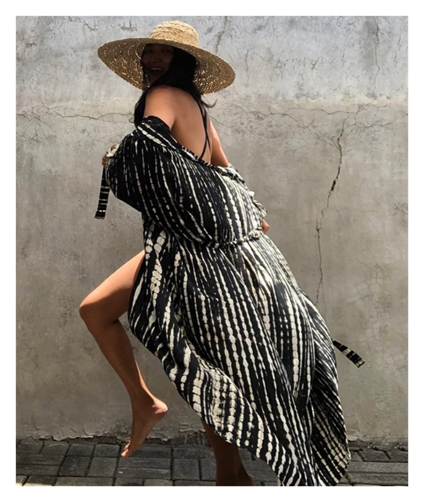 Bikini-Abdeckung Strand-Cover-Ups for Bademode Damen Schwarz Tie Dye Kimono Badeanzug Cape Sommerkleid Beachwear Outfits Badeanzug Cover Up(Yellow Leaf Kimono)