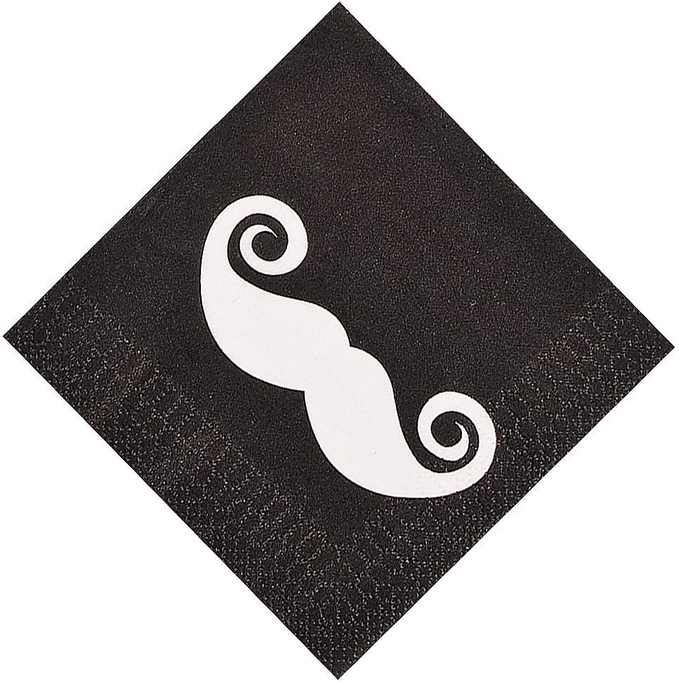 Fun Express Mustache Party 3Ply Beverage Napkins (16 Count)