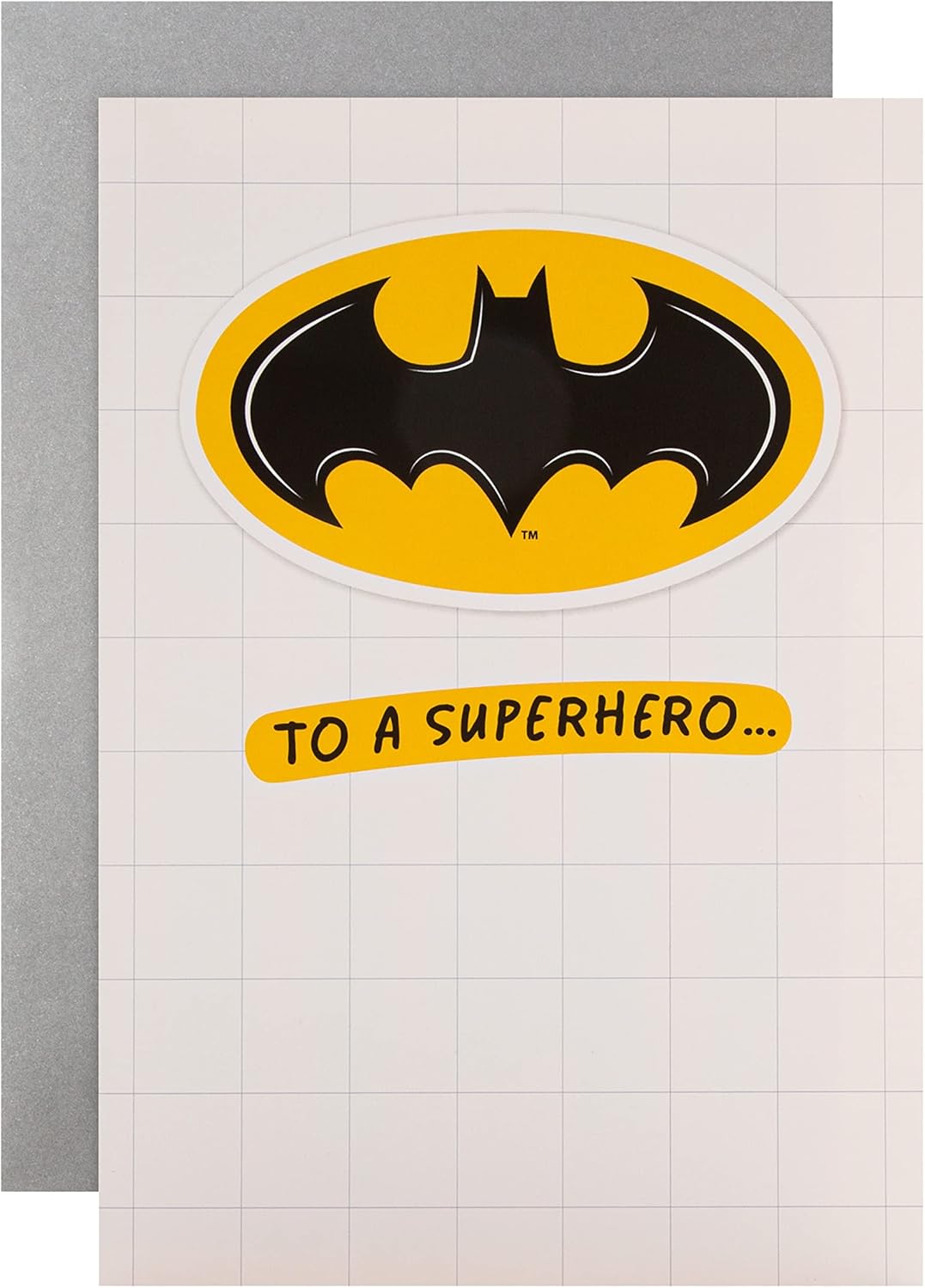 Hallmark Blank Batman Birthday Card - Personalisable Design with Sticker Sheet, White, Black & Yellow,25568079