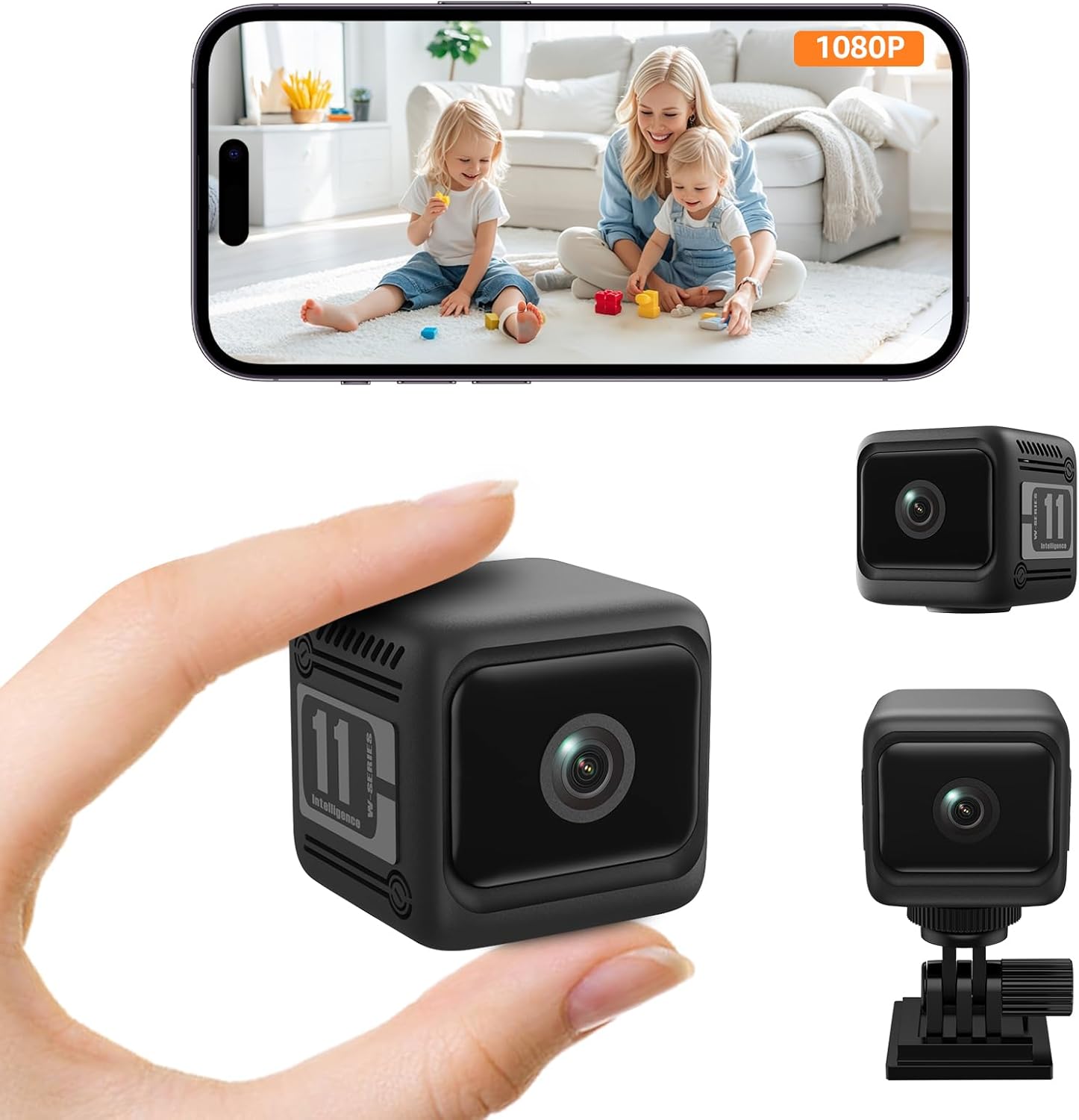 Small Security Camera 2.4G WiFi Only Wireless Camera 1080P Mini Nanny Cam for Baby Pet Auto Night Vision 1600mAh Battery Indoor Cameras Motion Detection for Home Security(Graphite Black)