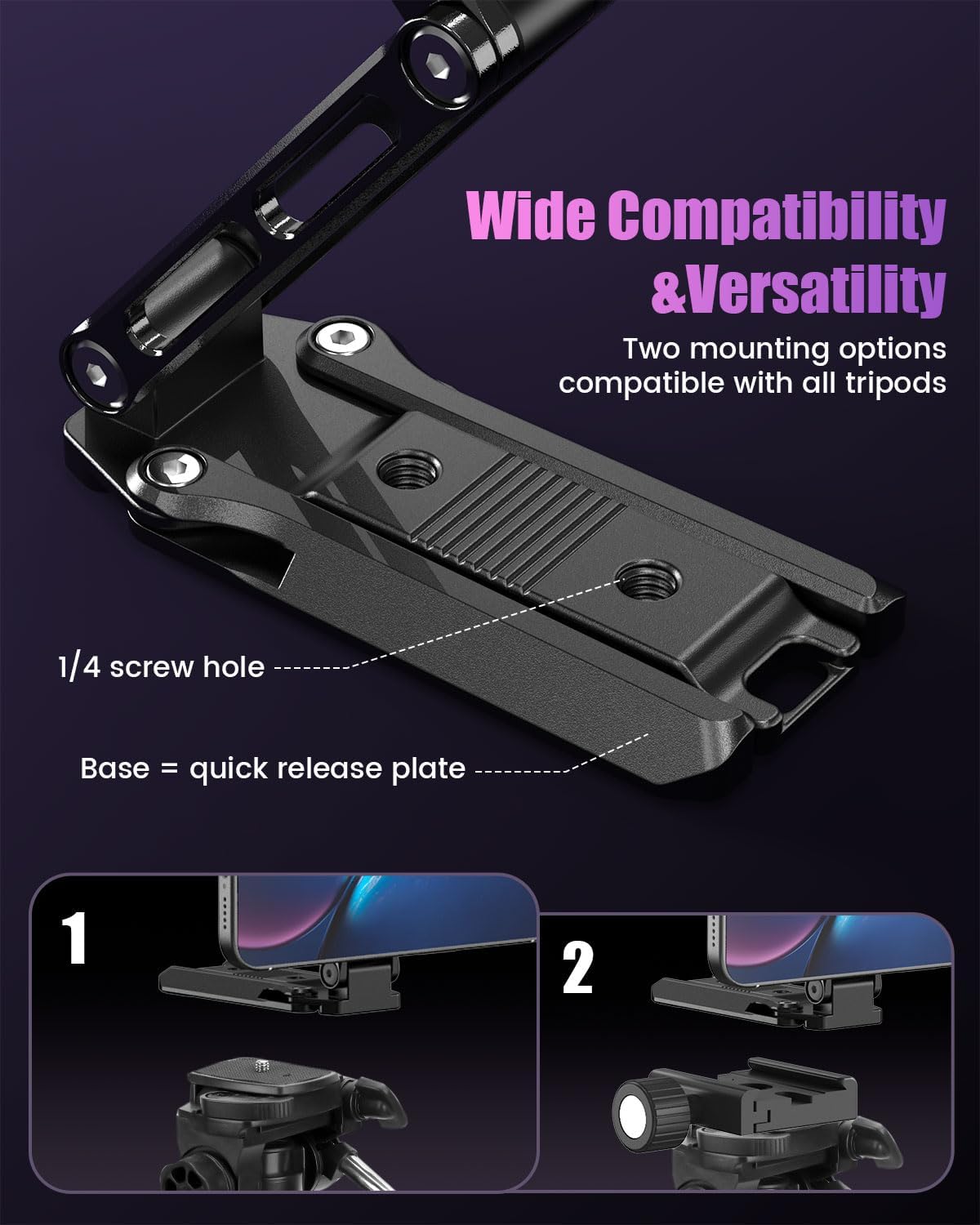 CAMBOFOTO Magnetic Phone Tripod Stand for iPhone, Aluminum Strong Magnetic Pocket Cell Phone Stand, Arca-Swiss Compatible with iPhone 17 16 15 14 13 12 Series/Android (Black)