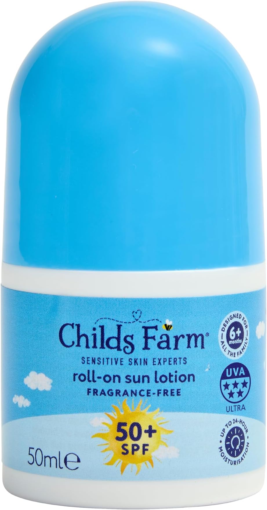 Kids & Baby Sun Lotion Roll-On SPF 50+ | UVA & UVB Very High Protection | Extra Water Resistant | Fragrance Free | Suitable for Dry, Sensitive Skin, 50ml