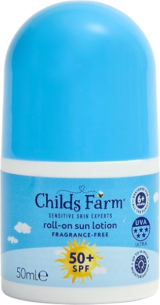 Childs Farm Kids & Baby Sun Lotion Roll-On SPF 50+ | UVA & UVB Very High Protection | Extra Water Resistant | Fragrance Free | Suitable for Dry, Sensitive Skin, 50ml - 1