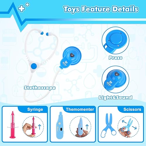 Miniatura 3 de Kit de médico de juguete para niños, juego de simulación, juego de médico, juguetes para niños pequeños, juego médico para disfrazarse, juego de