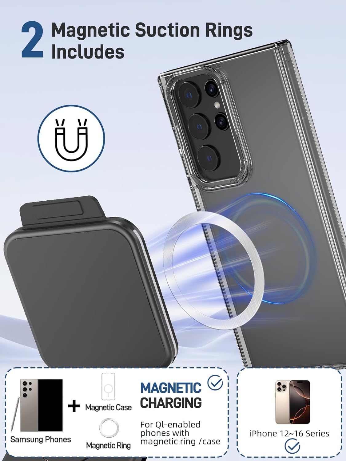 Magnetic Wireless Charger for Samsung, 3 in 1 Charging Station for Samsung Galaxy S25 Ultra/S24 Ultra, Magnetic Foldable Charger for Travel, Wireless Charging Pad for Galaxy Watch 7/Ultra/Buds 3/3 Pro - Image 4