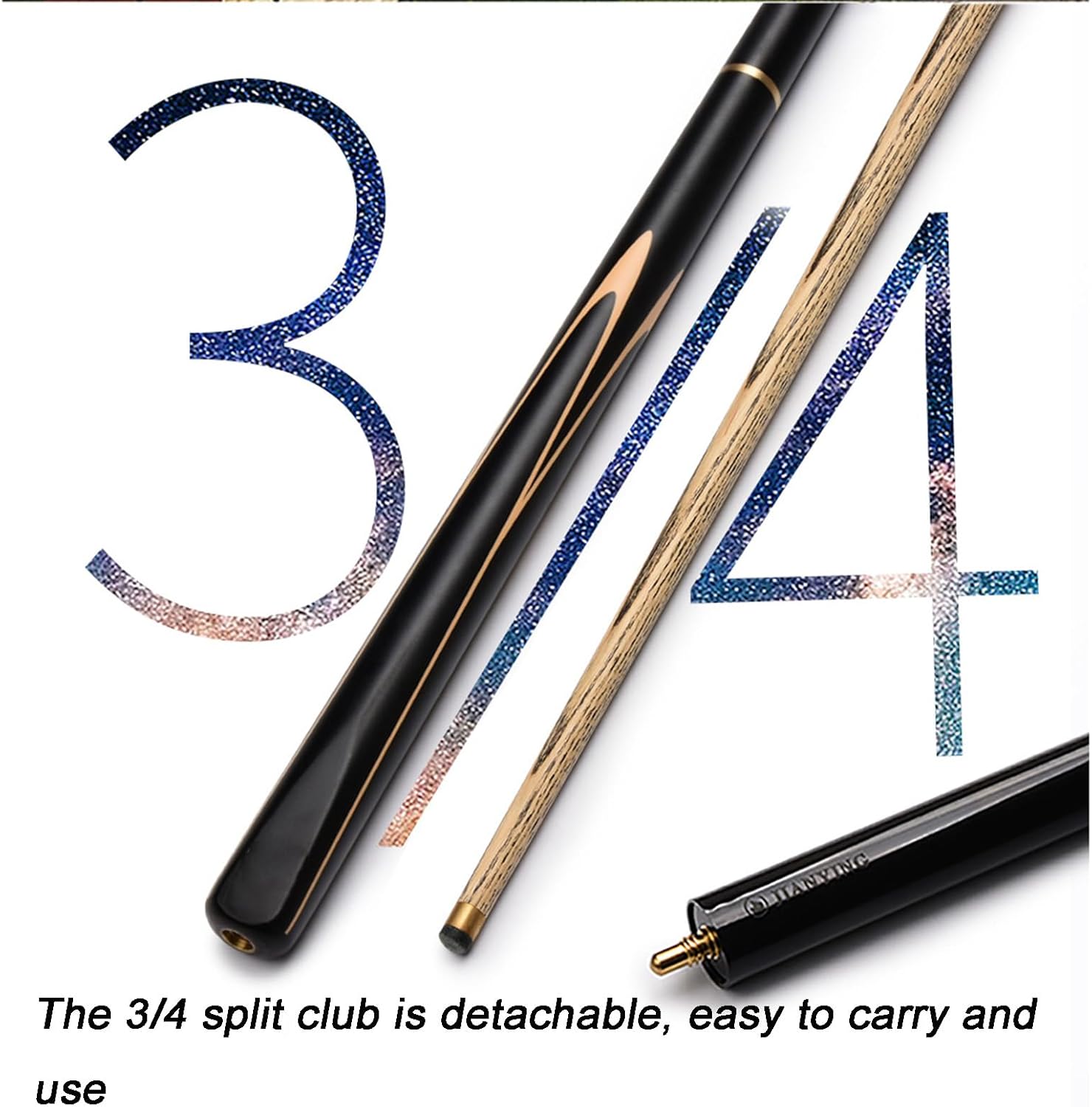 3/4 Snooker Cue Pool Stick Rack Billiard Table Supplies Maple Professional Billiard Pool Stick 10.2mm Tips for Youth Adults,19 Oz 145CM