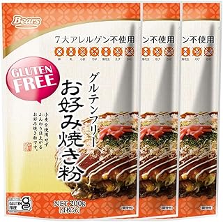 Amazon | 国産 グルテンフリー お好み焼き粉 200g セット 九州産 玄米粉 使用 (200g×3袋) | Bears | 米粉 通販