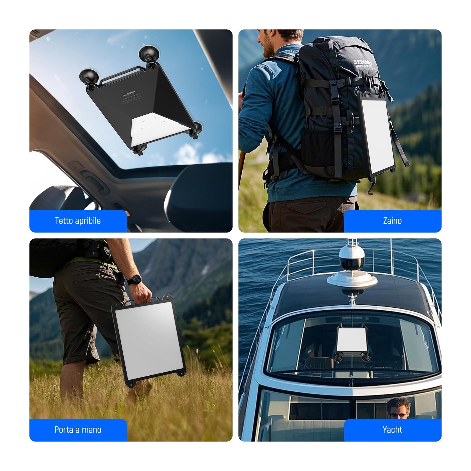 NEEWER Supporto Ventosa per Auto Compatibile con Starlink Mini, Kit Supporto Satellitare 2in1 e Custodia Protettiva con Potenti Ventose per Finestrini, Tettucci Auto, RV, Barche e Viaggi Strada, ST91