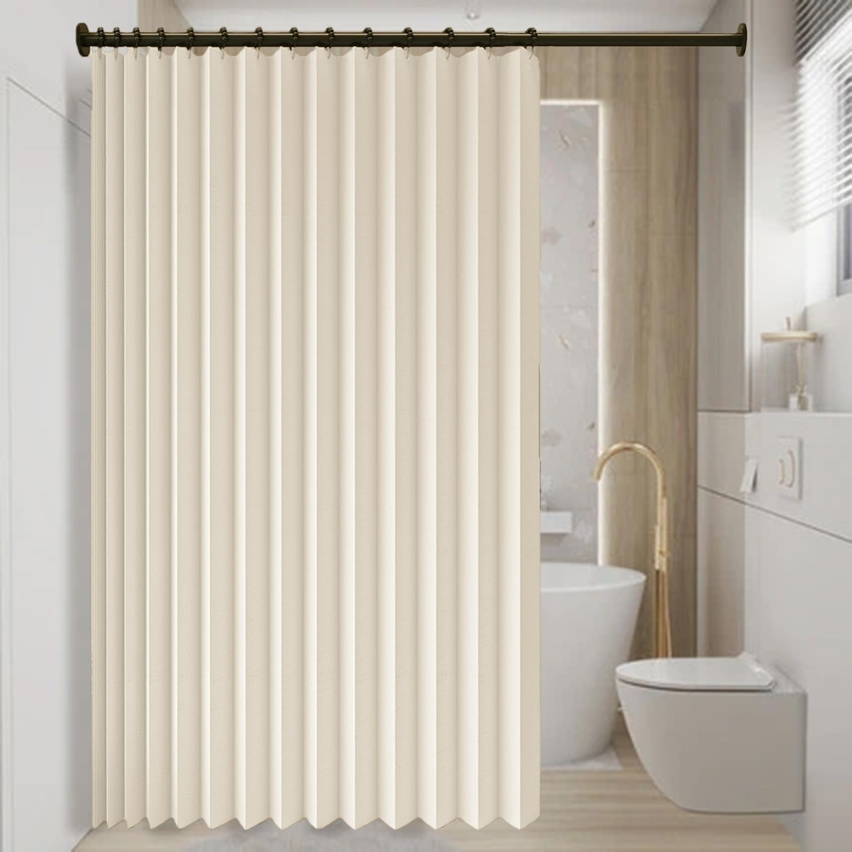 Rideau séparateur de pièce beige 140x189 cm occultant et isolant pour chambre