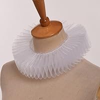Vista 3 de GRACEART Elizabethan Dickens Ruff Cuello Payaso Collar Elizabeth Muñeca Ruffs Ruffle Cuff Bandas A-collar blanco(1 pieza)