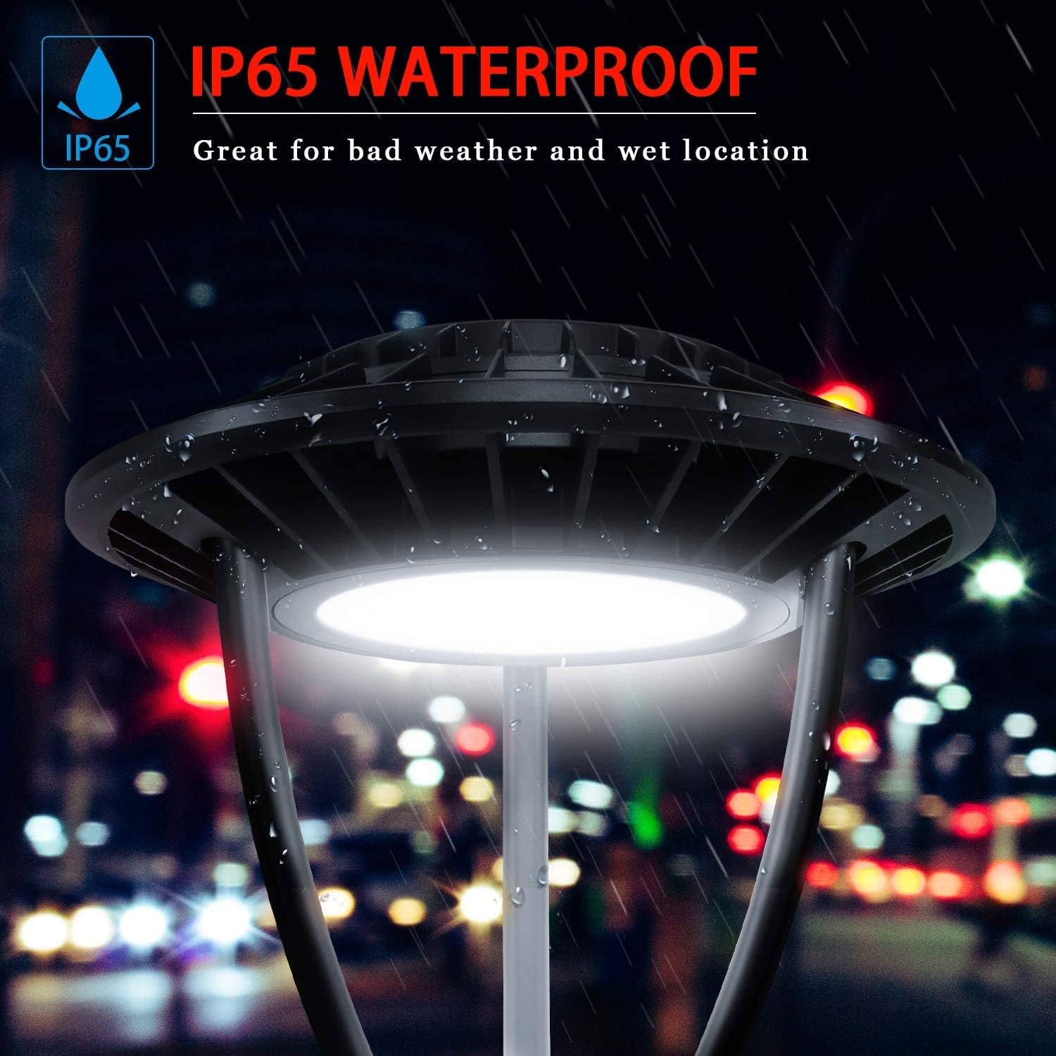 Review Discount Led Post Top Light 60W DLC/ETL Listed 8,700Lm 5000K Daylight IP65 Waterproof LED Post Top Outdoor Circular Area Pole Light [300W Equivalent] for Garden Yard Street Lighting