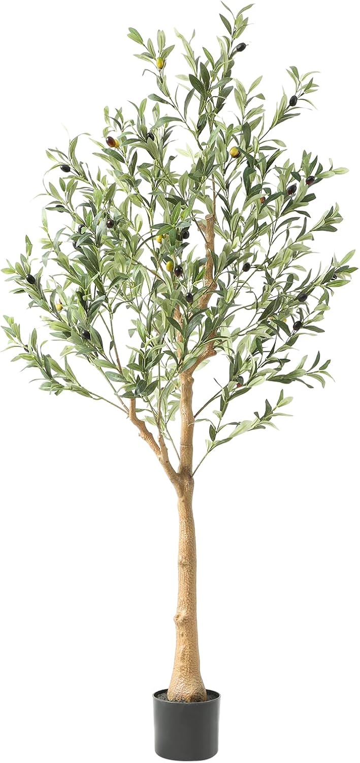 Tall Faux Olive Tree?5Ft(60in) Realistic Texture Potted Silk Artificial Olive Tree? Fake Olive Trees Indoor Outdoor for Home Office Living Room Bedroom Foyer Porch Decor. 1 5ft