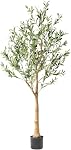 Nafresh Tall Faux Olive Tree,9ft(108in) Realistic Potted Silk Artificial Olive Tree, Fake Olive Trees Indoor with Green Leaves and Big Fruits for Home Office Living Room Stairs Patio Decor.