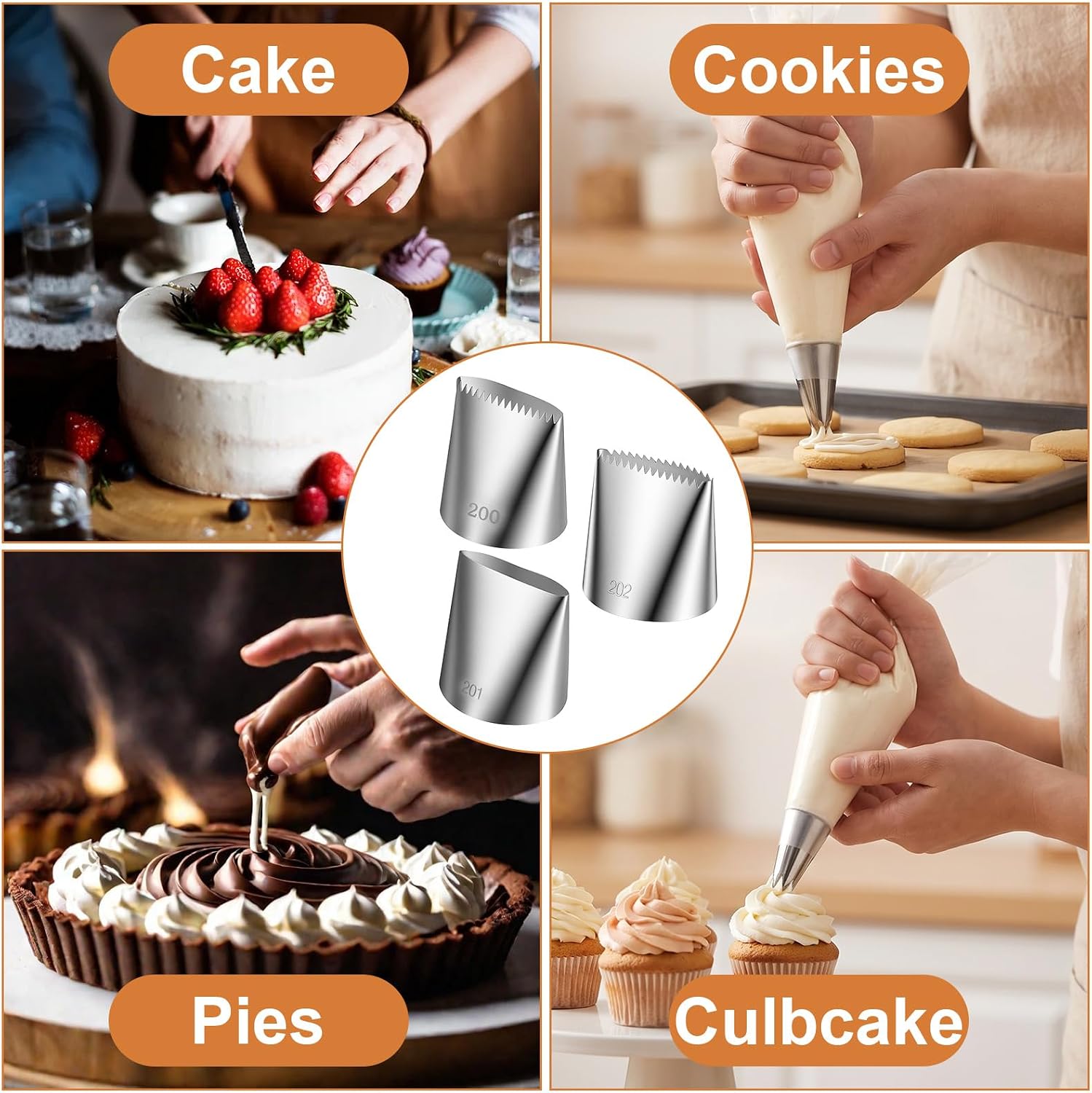 Sibba 4 PCS Large Basketweave Piping Tips, Cake Icing Nozzles Tips image 5
