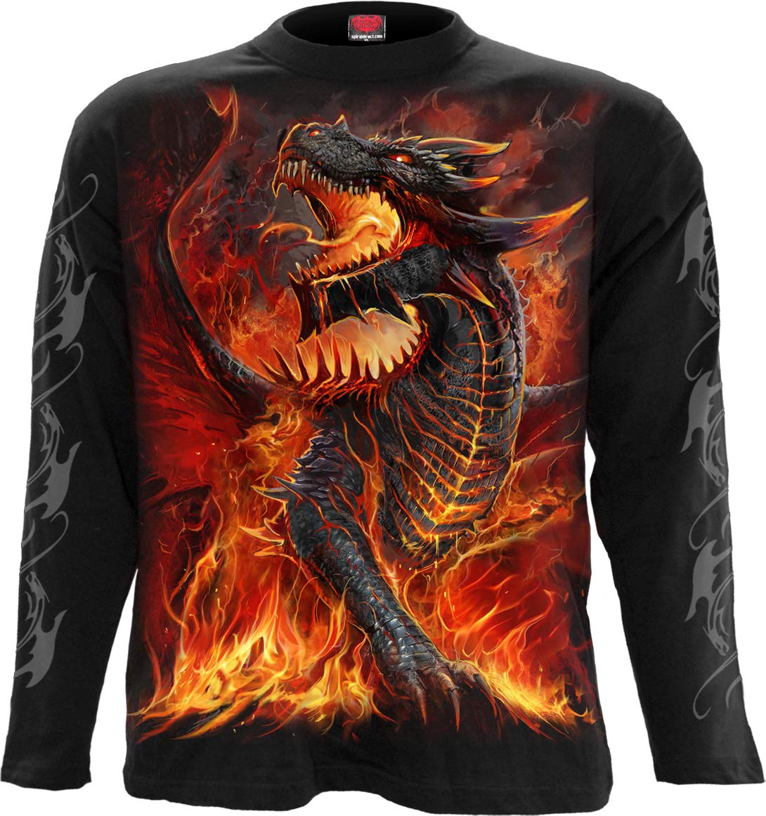 Spiral Mens M301 T-Shirts Long Sleeve, Black, XXL UK