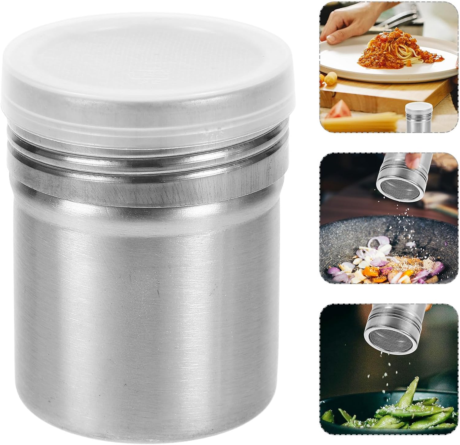 3pcs Stainless Steel Seasoning Shaker for Baking, Sugar and Chocolate
