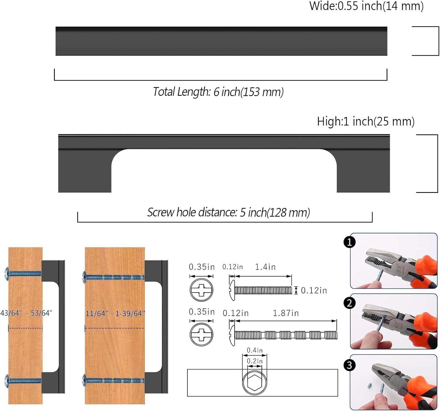10 Pack 5 Inch(128mm) Cabinet Pull Matte Black Kitchen Cabinets Handles Black Cabinet Hardware for Cupboard Kitchen Pulls for Drawer Handles