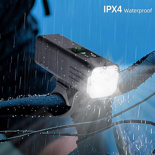 Miniatura 5 de Luz de bicicleta recargable por USB de 1800 lúmenes, batería de 4000 mAh con función de banco de energía, 5 modos de luz, luces de bicicleta