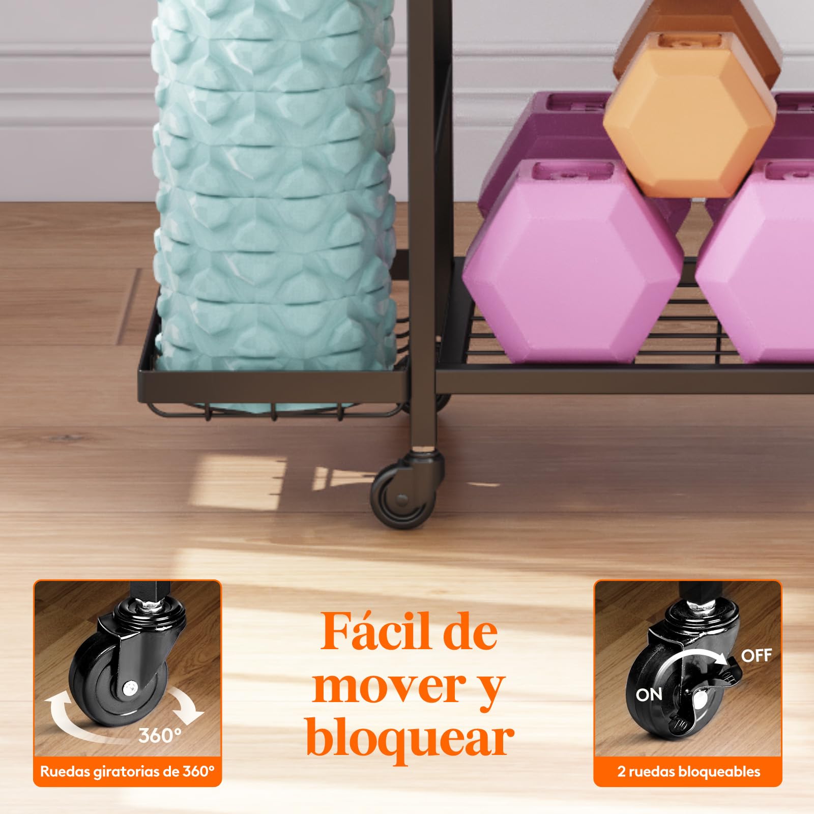 Lifewit Estante de Almacenamiento de Yoga Esterilla, Organizadores de Equipos para Mancuernas/Kit Pesas/Pesa Rusa/Ketelbell, Soporte Multifuncional para Gimnasio en Casa, 98 cm de Altura, Grandes