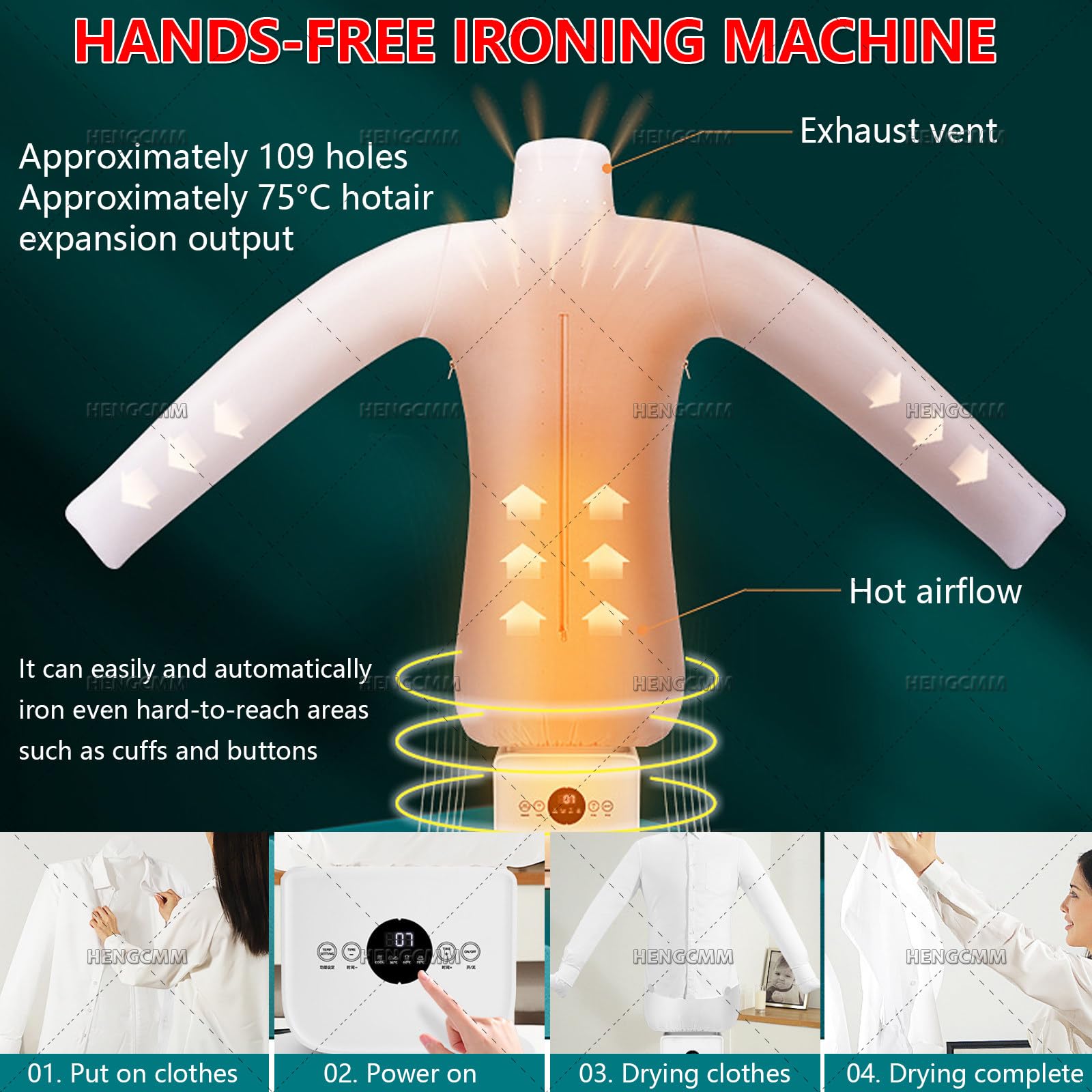 Maniquí de Planchado Automático 2 En 1, Camisas Y Pantalones, Secado Y Planchado, Planchadora Inflable, Planchadora Automática Humanoide Táctil, Plancha con Maniquí A