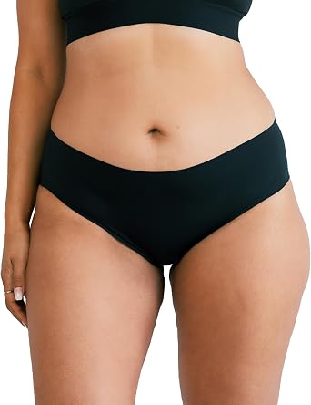 saalt Seamless Brief - Period Underwear - Heavy Absorbency - Replaces 2 Pads or 3 Tampons - Medium, Volcanic Black | Comfortable, Thin, and Keeps You Dry from All Leaks, Reusable & Washable, Volcanic Black, Medium