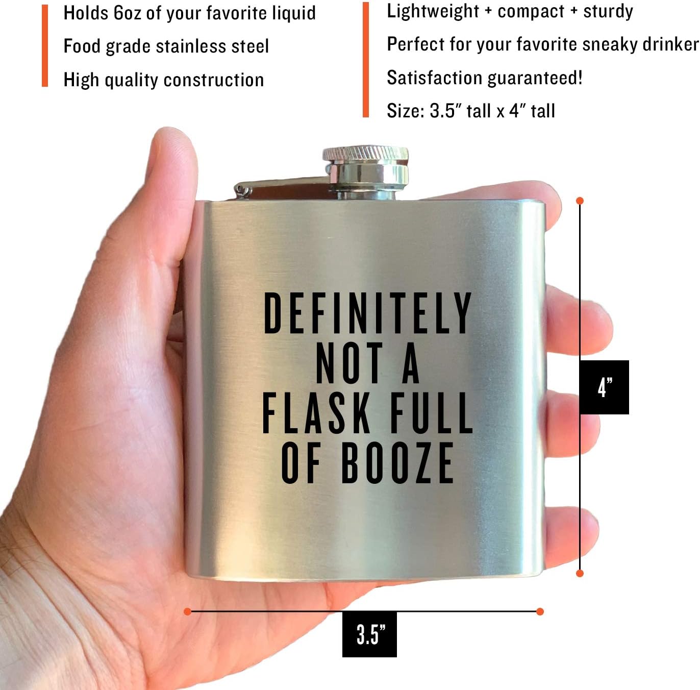 🔥 Hоt Dеаlѕ DEFINITELY NOT A FLASK FULL OF BOOZE | Damn Fine Hip Flask | 6oz Stainless Steel | Funny Men's, Groomsman, Husband, Wife, Women's Liquor Gift