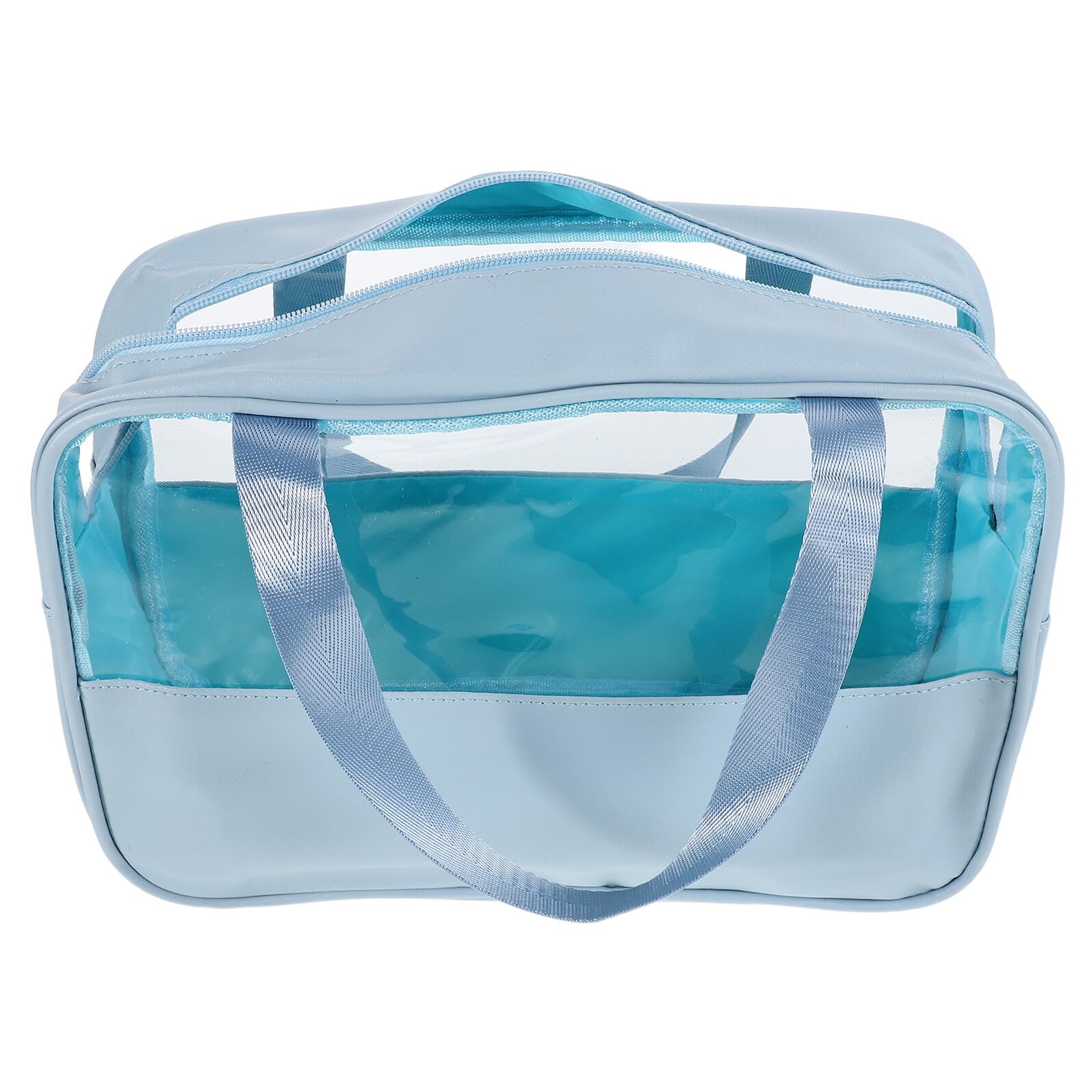 4 Piezas Bolso de Cosméticos Bolsas de Maquillaje para Mujeres neceseres Transparentes para Bolsas de Aseo de Bricolaje Escolar Cuero PU Azul