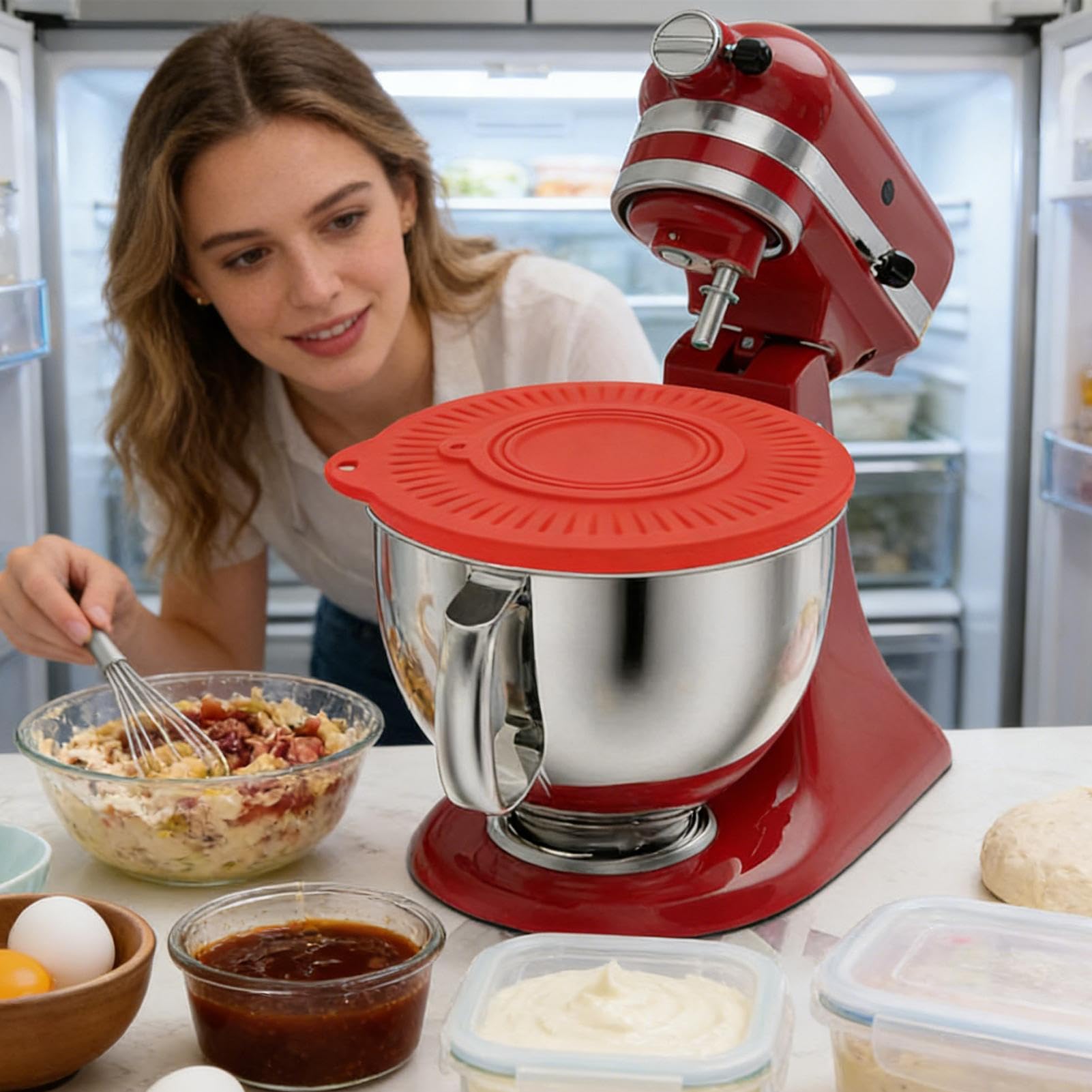 Mixer Spritzschutz Spritzschutz Für Rührschüsseln – Universeller Deckel Aus PP & Silikon, Durchmesser 31 Cm (mit Griff 34 Cm), Verhindert Spritzer Beim Mixen, Schlagen & Pürieren – Ideal Für Küchenmaschinen