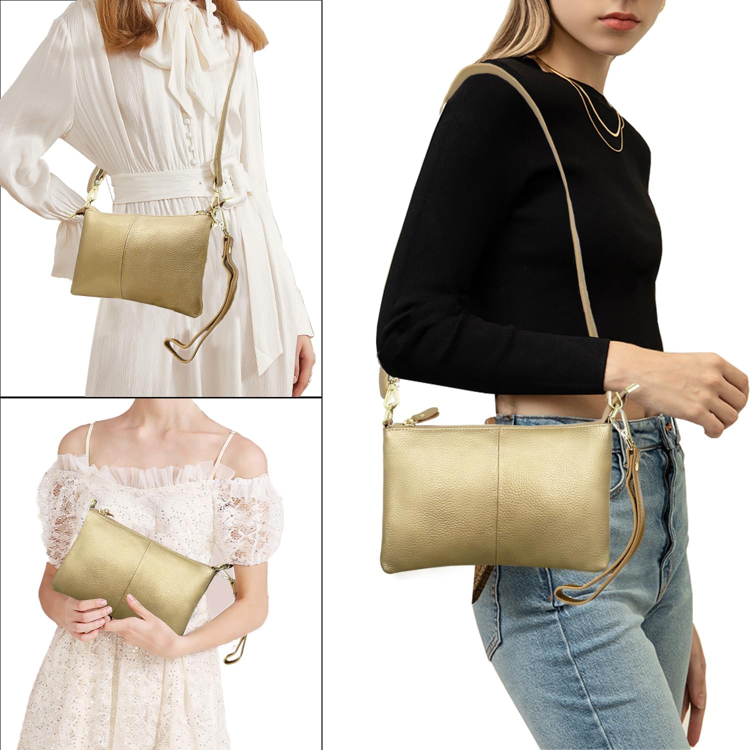 Beurlike Leather Wristlet Wallet Clutch Purses For Women Small Crossbody Phone Bags - Image 2