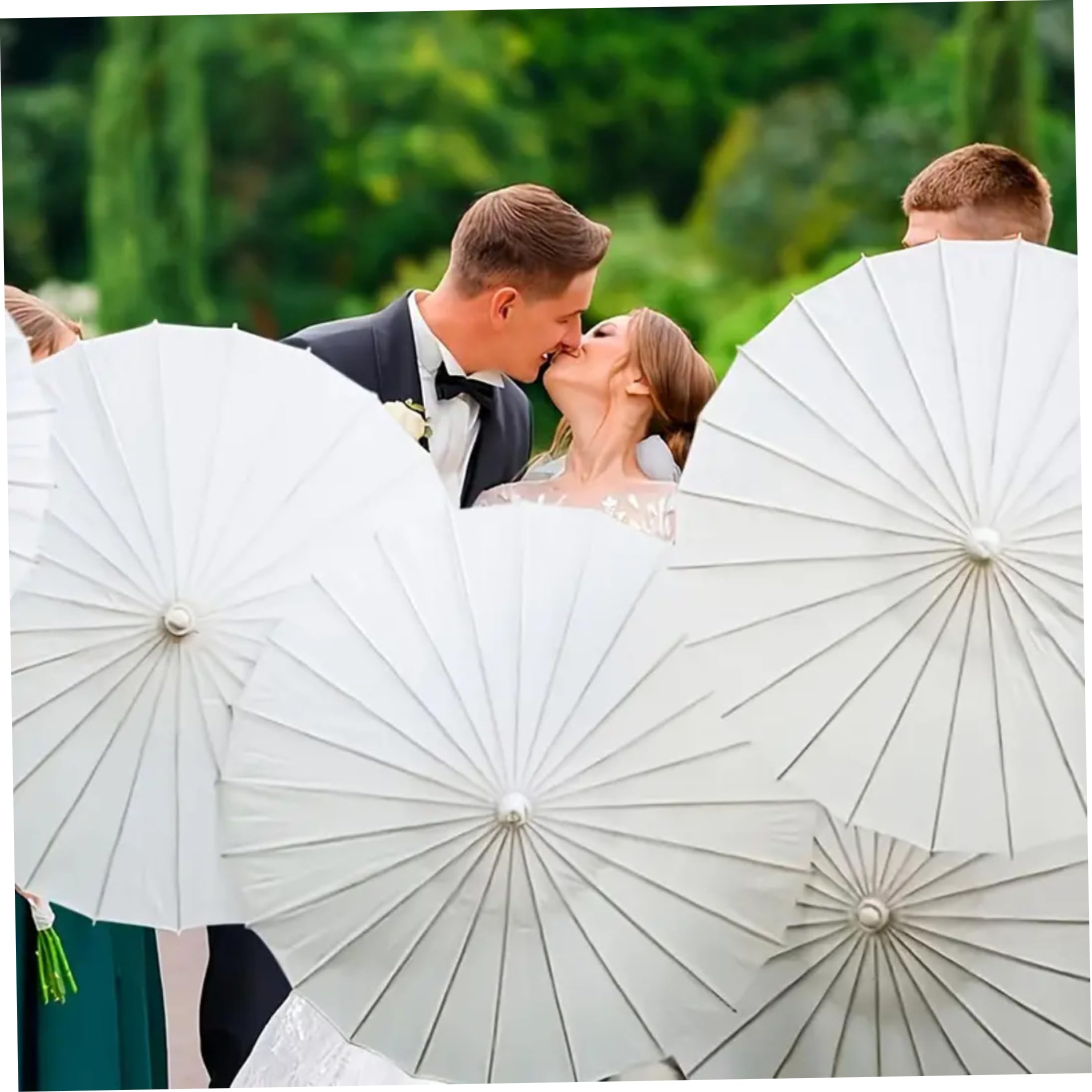 Ombrelli di carta 6 pezzi, ombrelloni da matrimonio, bianco, 33 pollici.. | Robusta struttura in carta, ideale per gli invitati al matrimonio, delicato parasole