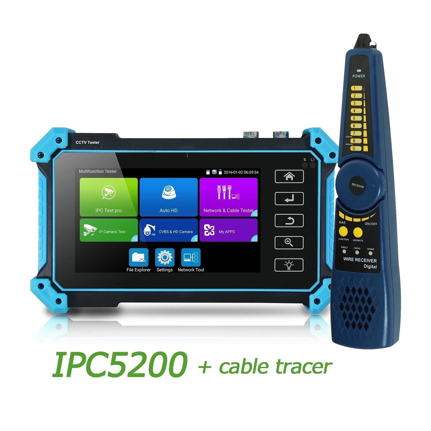 Tester CCTV, IPC-5200 Plus Full HD 8MP Cvi Tvi | Z Ahd Cvbs Monitor Kamera IP 5.4 cala IPS Ekran Dotykowy Sterowanie PTZ Tester CCTV do testowania kamer CCTV i IP.
